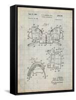 PP504-Antique Grid Parchment Vintage Football Shoulder Pads Patent Poster-Cole Borders-Framed Stretched Canvas