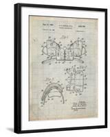 PP504-Antique Grid Parchment Vintage Football Shoulder Pads Patent Poster-Cole Borders-Framed Giclee Print