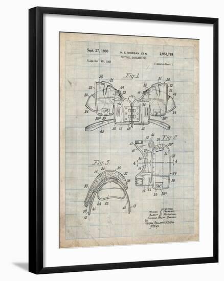 PP504-Antique Grid Parchment Vintage Football Shoulder Pads Patent Poster-Cole Borders-Framed Giclee Print