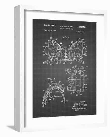 PP504-Black Grid Vintage Football Shoulder Pads Patent Poster-Cole Borders-Framed Giclee Print