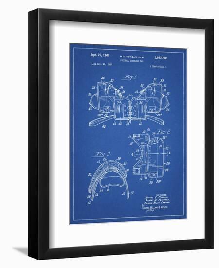 PP504-Blueprint Vintage Football Shoulder Pads Patent Poster-Cole Borders-Framed Giclee Print