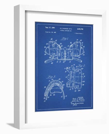 PP504-Blueprint Vintage Football Shoulder Pads Patent Poster-Cole Borders-Framed Giclee Print