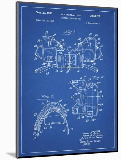 PP504-Blueprint Vintage Football Shoulder Pads Patent Poster-Cole Borders-Mounted Giclee Print