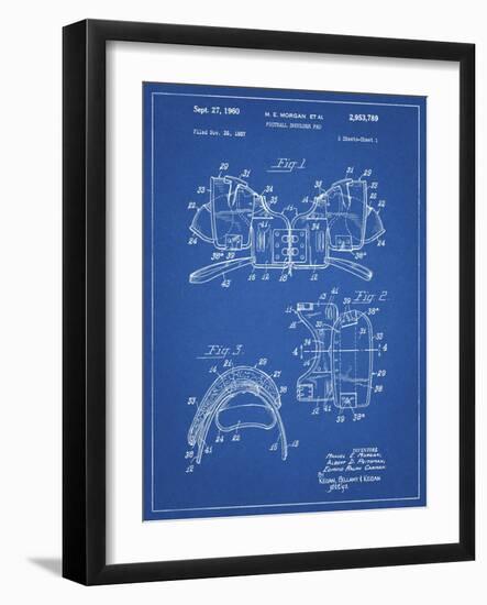 PP504-Blueprint Vintage Football Shoulder Pads Patent Poster-Cole Borders-Framed Giclee Print