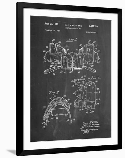 PP504-Chalkboard Vintage Football Shoulder Pads Patent Poster-Cole Borders-Framed Giclee Print