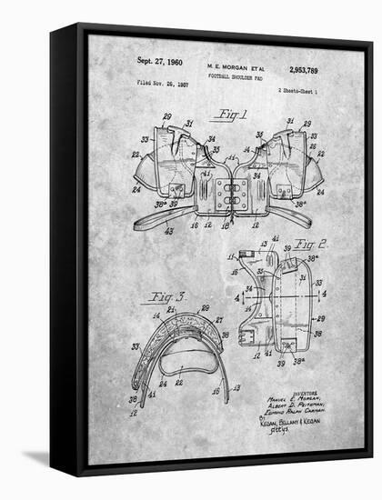 PP504-Slate Vintage Football Shoulder Pads Patent Poster-Cole Borders-Framed Stretched Canvas