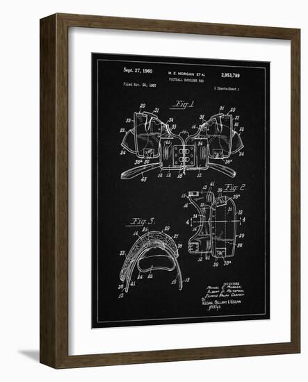 PP504-Vintage Black Vintage Football Shoulder Pads Patent Poster-Cole Borders-Framed Giclee Print