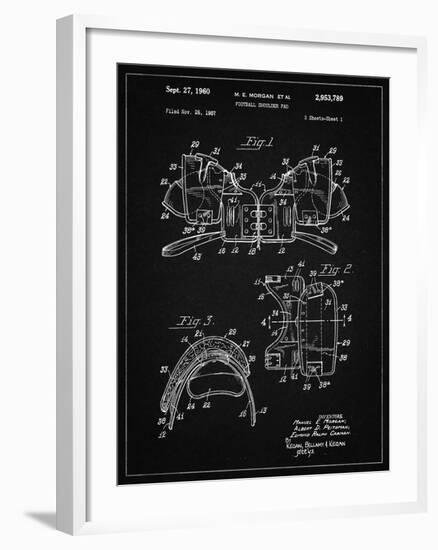 PP504-Vintage Black Vintage Football Shoulder Pads Patent Poster-Cole Borders-Framed Giclee Print