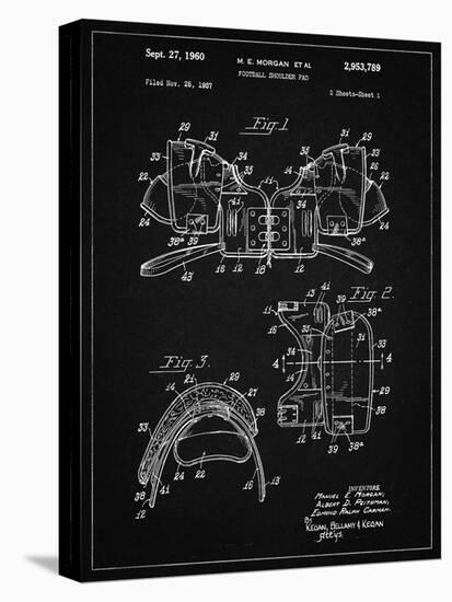 PP504-Vintage Black Vintage Football Shoulder Pads Patent Poster-Cole Borders-Stretched Canvas