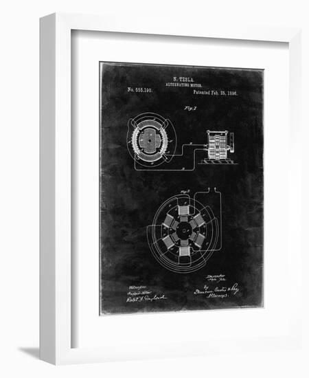 PP505-Black Grunge Tesla Alternating Motor Patent Poster-Cole Borders-Framed Giclee Print