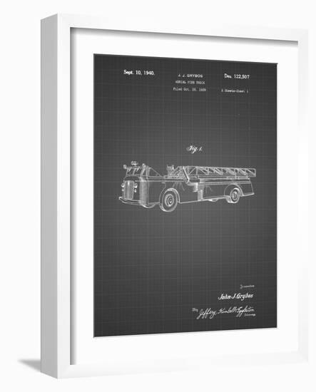 PP506-Black Grid Firetruck 1940 Patent Poster-Cole Borders-Framed Giclee Print
