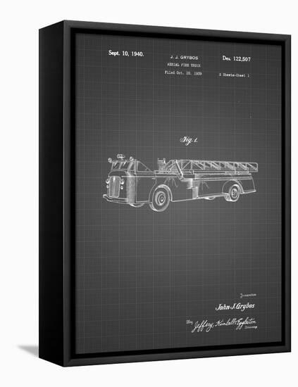 PP506-Black Grid Firetruck 1940 Patent Poster-Cole Borders-Framed Stretched Canvas