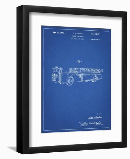 PP506-Blueprint Firetruck 1940 Patent Poster-Cole Borders-Framed Giclee Print