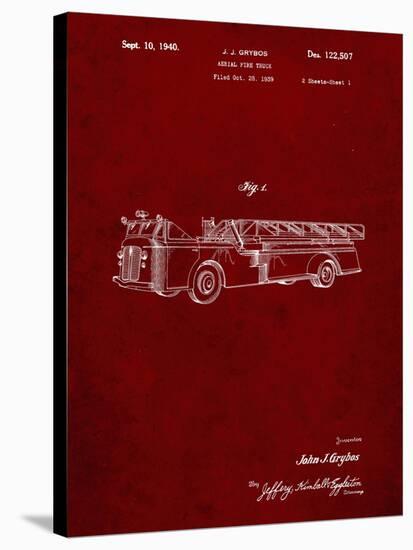 PP506-Burgundy Firetruck 1940 Patent Poster-Cole Borders-Stretched Canvas