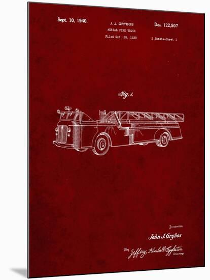 PP506-Burgundy Firetruck 1940 Patent Poster-Cole Borders-Mounted Giclee Print