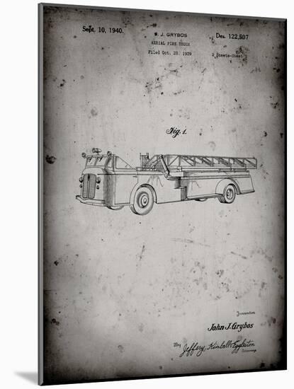 PP506-Faded Grey Firetruck 1940 Patent Poster-Cole Borders-Mounted Giclee Print