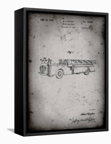 PP506-Faded Grey Firetruck 1940 Patent Poster-Cole Borders-Framed Stretched Canvas