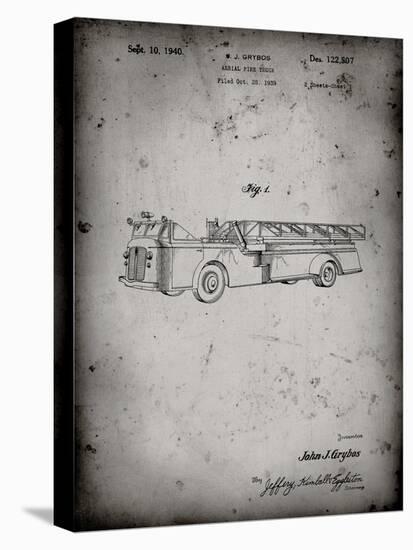 PP506-Faded Grey Firetruck 1940 Patent Poster-Cole Borders-Stretched Canvas