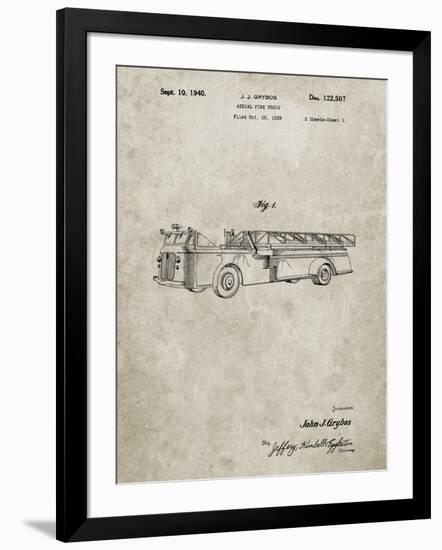 PP506-Sandstone Firetruck 1940 Patent Poster-Cole Borders-Framed Giclee Print