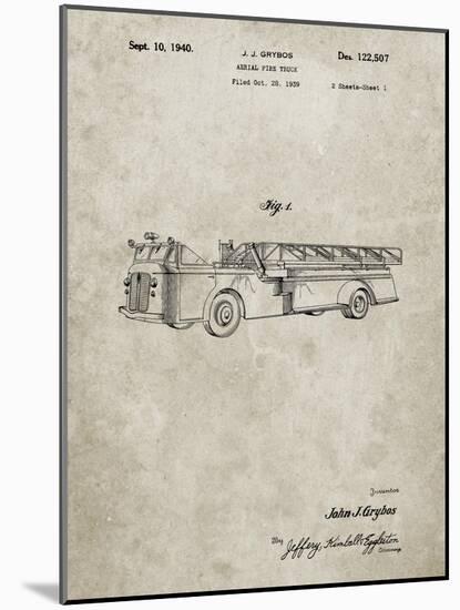 PP506-Sandstone Firetruck 1940 Patent Poster-Cole Borders-Mounted Giclee Print