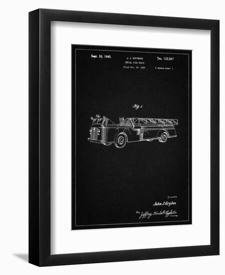 PP506-Vintage Black Firetruck 1940 Patent Poster-Cole Borders-Framed Premium Giclee Print