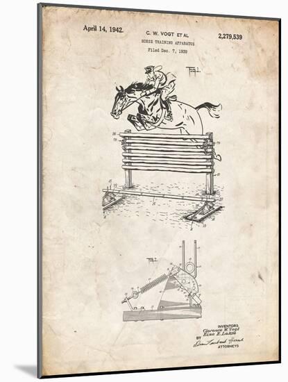 PP507-Vintage Parchment Equestrian Training Oxer Patent Poster-Cole Borders-Mounted Giclee Print