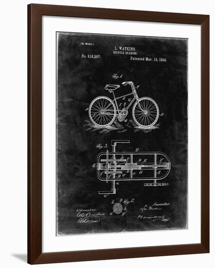 PP51-Black Grunge Bicycle Gearing 1894 Patent Poster-Cole Borders-Framed Giclee Print