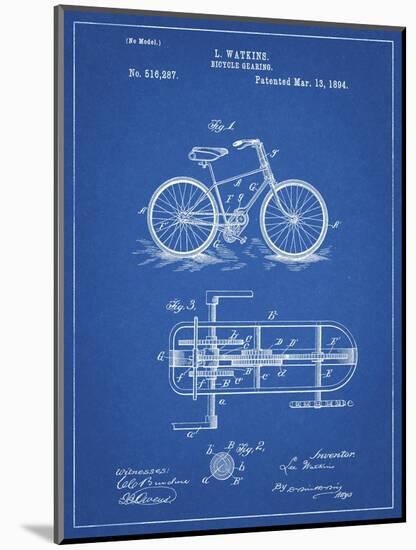 PP51-Blueprint Bicycle Gearing 1894 Patent Poster-Cole Borders-Mounted Giclee Print