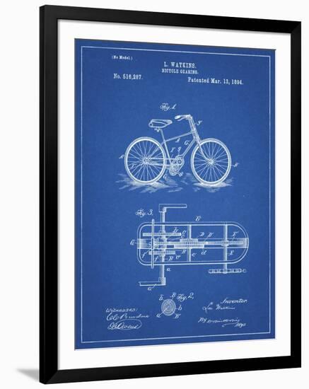 PP51-Blueprint Bicycle Gearing 1894 Patent Poster-Cole Borders-Framed Giclee Print