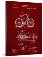 PP51-Burgundy Bicycle Gearing 1894 Patent Poster-Cole Borders-Stretched Canvas