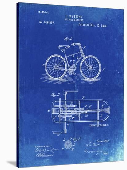 PP51-Faded Blueprint Bicycle Gearing 1894 Patent Poster-Cole Borders-Stretched Canvas