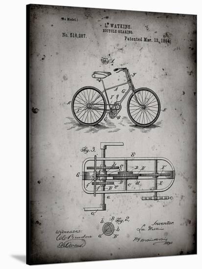 PP51-Faded Grey Bicycle Gearing 1894 Patent Poster-Cole Borders-Stretched Canvas