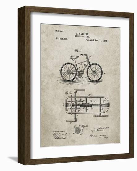 PP51-Sandstone Bicycle Gearing 1894 Patent Poster-Cole Borders-Framed Giclee Print