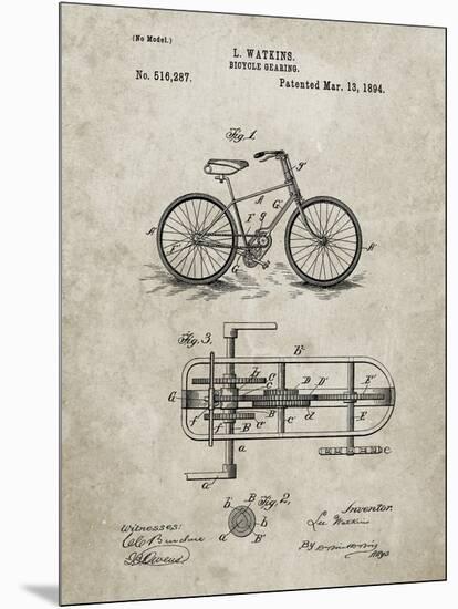 PP51-Sandstone Bicycle Gearing 1894 Patent Poster-Cole Borders-Mounted Premium Giclee Print