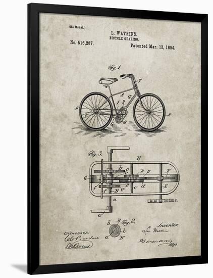 PP51-Sandstone Bicycle Gearing 1894 Patent Poster-Cole Borders-Framed Premium Giclee Print