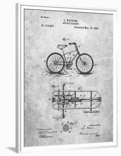 PP51-Slate Bicycle Gearing 1894 Patent Poster-Cole Borders-Framed Premium Giclee Print