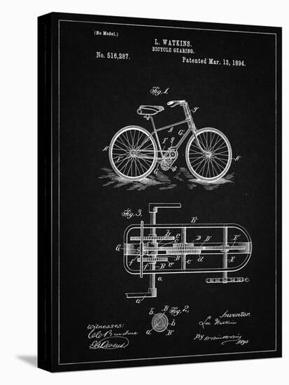 PP51-Vintage Black Bicycle Gearing 1894 Patent Poster-Cole Borders-Stretched Canvas