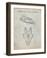 PP515-Antique Grid Parchment Star Wars RZ-1 A Wing Starfighter Patent Print-Cole Borders-Framed Giclee Print