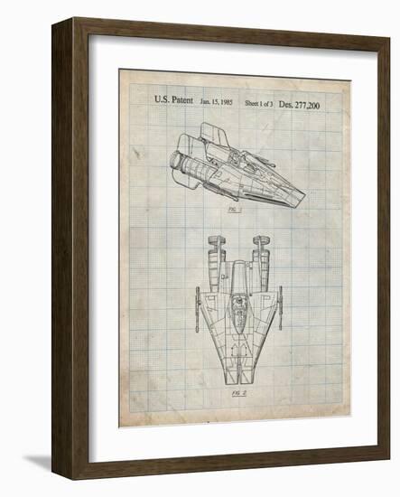 PP515-Antique Grid Parchment Star Wars RZ-1 A Wing Starfighter Patent Print-Cole Borders-Framed Giclee Print