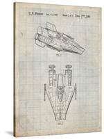 PP515-Antique Grid Parchment Star Wars RZ-1 A Wing Starfighter Patent Print-Cole Borders-Stretched Canvas