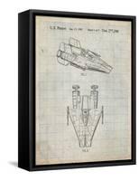 PP515-Antique Grid Parchment Star Wars RZ-1 A Wing Starfighter Patent Print-Cole Borders-Framed Stretched Canvas