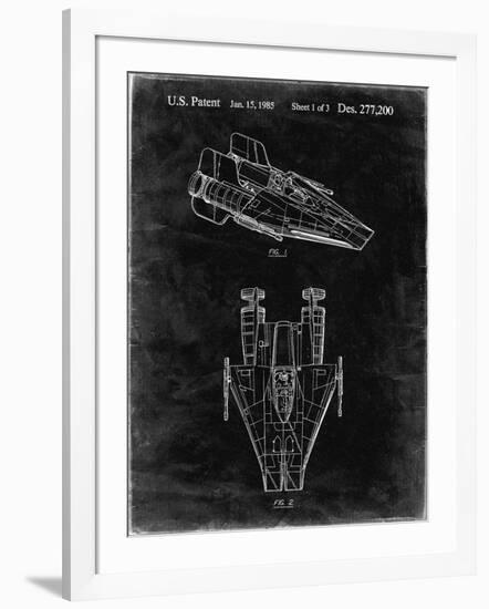 PP515-Black Grunge Star Wars RZ-1 A Wing Starfighter Patent Print-Cole Borders-Framed Giclee Print