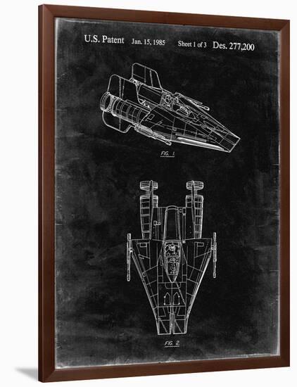 PP515-Black Grunge Star Wars RZ-1 A Wing Starfighter Patent Print-Cole Borders-Framed Premium Giclee Print