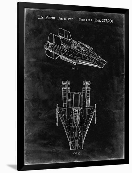 PP515-Black Grunge Star Wars RZ-1 A Wing Starfighter Patent Print-Cole Borders-Framed Premium Giclee Print