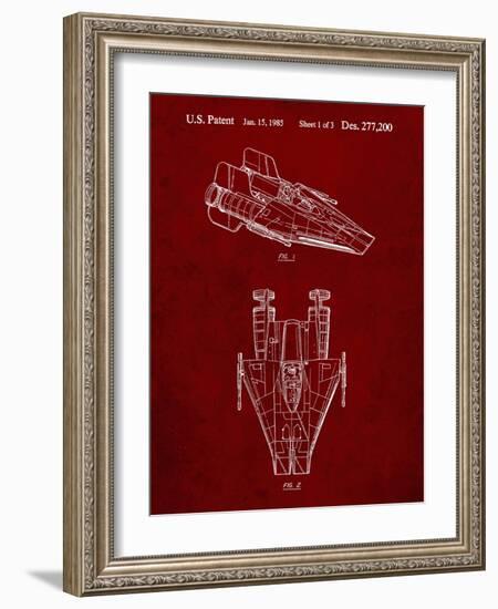 PP515-Burgundy Star Wars RZ-1 A Wing Starfighter Patent Print-Cole Borders-Framed Giclee Print