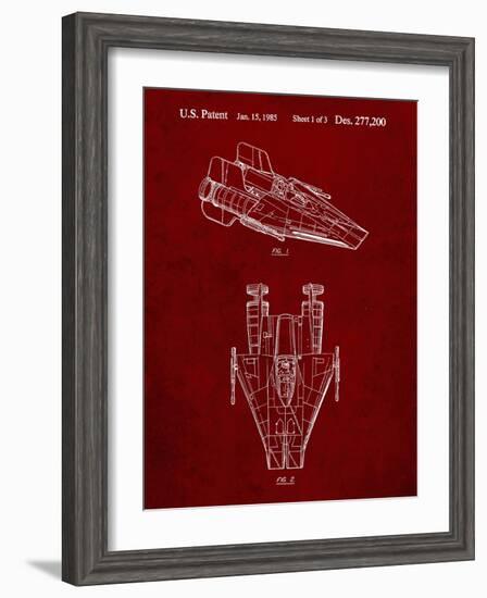 PP515-Burgundy Star Wars RZ-1 A Wing Starfighter Patent Print-Cole Borders-Framed Giclee Print