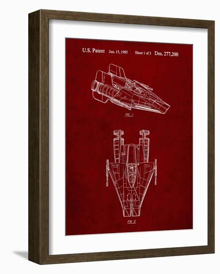 PP515-Burgundy Star Wars RZ-1 A Wing Starfighter Patent Print-Cole Borders-Framed Giclee Print