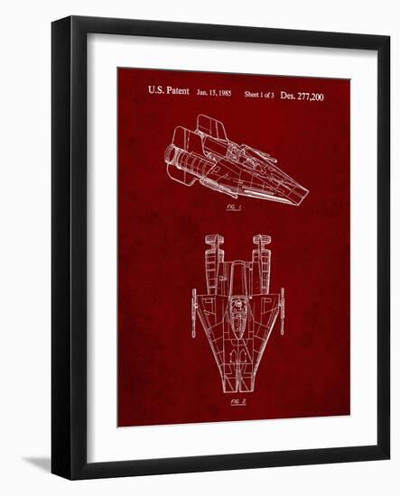 PP515-Burgundy Star Wars RZ-1 A Wing Starfighter Patent Print-Cole Borders-Framed Giclee Print