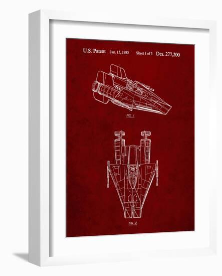 PP515-Burgundy Star Wars RZ-1 A Wing Starfighter Patent Print-Cole Borders-Framed Giclee Print