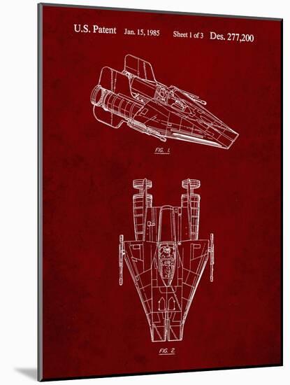 PP515-Burgundy Star Wars RZ-1 A Wing Starfighter Patent Print-Cole Borders-Mounted Giclee Print